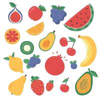 Adobe Illustrator ArtworkFruits and berries icons set in flat style. illustration. vector