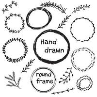 Set of hand drawn branches. Ink illustration. vector