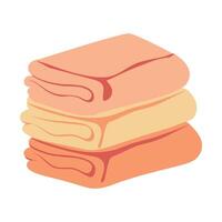 illustration of a stack of towels. A stack of towels. Fabric bath towels. Hand kitchen towels, textile cloth for spa, beach, shower fabric rolls lying in stack. vector