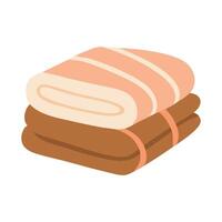 illustration of a stack of towels. A stack of towels. Fabric bath towels. Hand kitchen towels, textile cloth for spa, beach, shower fabric rolls lying in stack. vector