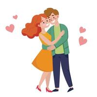 A couple in love hugging, kissing. Romance, a date. On a white background. vector
