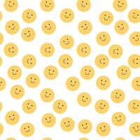 Funny faces with smile, icon seamless. Mood expression, emoji pattern. illustation vector
