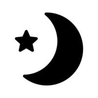 Crescent moon with stars icon on white background. Night icon. Crescent moon icon. Minimalist style. vector