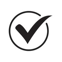 Tick icon symbol, checkmark, checked icon or correct choice sign, check mark or checkbox pictogram vector