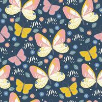 Seamless pattern with butterflies and flowers. graphics. vector
