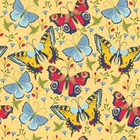 Seamless pattern with butterflies and flowers. graphics. vector