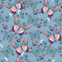 Seamless pattern with butterflies and flowers. graphics. vector