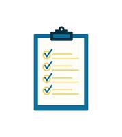 Clipboard with complete checklist in flat icon illustration vector