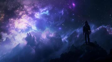Astro Traveler A Solitary Figure in the Vastness of Space photo