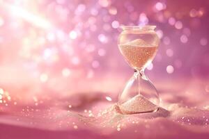 Hourglass on Glitter Background photo