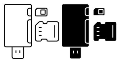 Linear icon. Adapter for connecting external carriers of digital information. Simple black and white isolated on white background vector