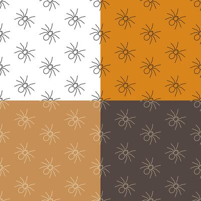 set of seamless patterns with terrible spiders icon. Ornament for decoration and printing on fabric. Design element.