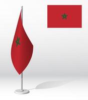 flag of MOROCCO on flagpole for registration of solemn event, meeting foreign guests. National independence day of MOROCCO. Realistic 3D on white vector