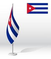Cuba flag on flagpole for registration of solemn event, meeting foreign guests. National independence day of Cuba. Realistic 3D on white vector
