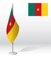 CAMEROON flag on flagpole for registration of solemn event, meeting foreign guests. National independence day of CAMEROON. Realistic 3D on white vector