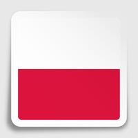POLAND flag icon on paper square sticker with shadow. Button for mobile application or web. vector