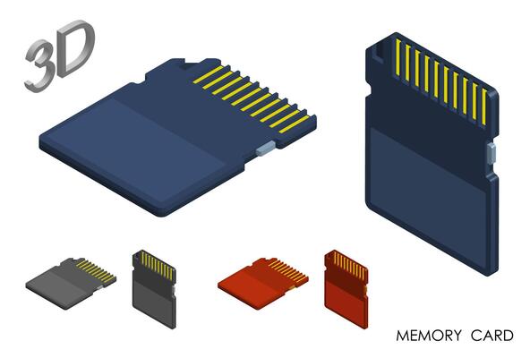 isometric Memory card for storing information. Micro card for copying and transferring data. Realistic 3D on white background