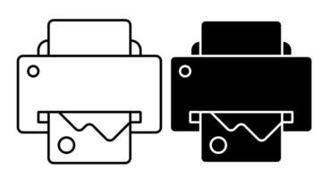 Linear icon. inkjet printer. Printing documents in office using copiers. Simple black and white on white background vector