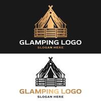luxury vintage logo illustration of glamping resort vector