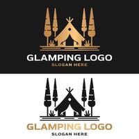 luxury vintage logo illustration of glamping resort vector