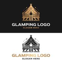 luxury vintage logo illustration of glamping resort vector