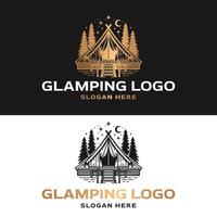 luxury vintage logo illustration of glamping resort vector