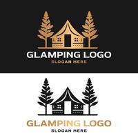 luxury vintage logo illustration of glamping resort vector