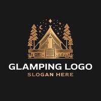 luxury vintage logo illustration of glamping resort vector