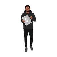 Man with suitcase full of money. vector