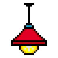 Hanging lamp in pixel art style vector