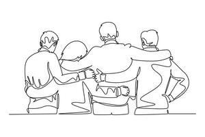 Meet Up Concept. Single line draw design graphic illustration. vector