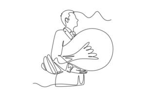 Skill and Training concept. Single line draw design graphic illustration. vector