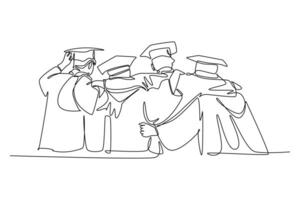 Class of 2024 concept. Single line draw design graphic illustration. vector