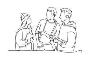 Meet Up Concept. Single line draw design graphic illustration. vector