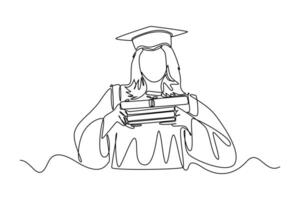 Class of 2024 concept. Single line draw design graphic illustration. vector