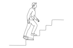 Skill and Training concept. Single line draw design graphic illustration. vector