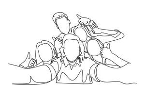 Meet Up Concept. Single line draw design graphic illustration. vector