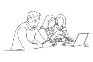 Skill and Training concept. Single line draw design graphic illustration. vector
