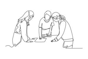 Skill and Training concept. Single line draw design graphic illustration. vector