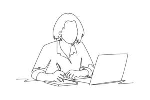 Skill and Training concept. Single line draw design graphic illustration. vector