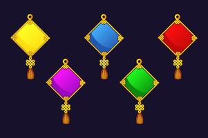 Set of Chinese amulets with the knot. Empty-colored lucky charms. vector