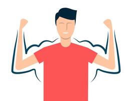A thin guy is able to build muscle by doing in the gym or workout. illustration vector