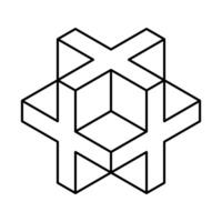 Cube logo, geometric design. Monochrome box logotype company, trendy techno emblem in isometric line style. vector