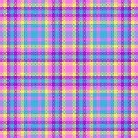 Mid seamless background texture, feminine plaid textile. Panel pattern tartan fabric check in magenta and cyan colors. vector