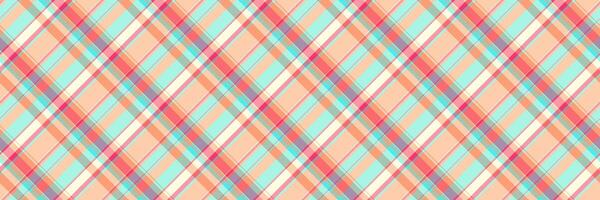 Interior textile texture background, striped plaid seamless pattern. Rag tartan fabric check in red and pastel colors. vector