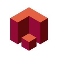 Cube logo, geometric design. Box logotype company, trendy techno emblem in isometric 3D style. vector