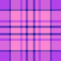 Quality texture background tartan, discount textile plaid pattern. Grunge seamless fabric check in pink and purple colors. vector
