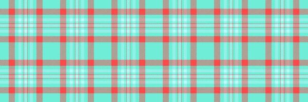 Creativity seamless texture, stripe tartan fabric background. Print pattern plaid check textile in teal and red colors. vector