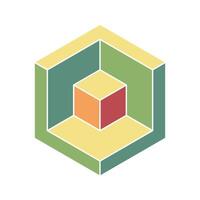 Cube logo, geometric design. Box logotype company, trendy techno emblem in isometric 3D style. vector