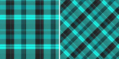 Fabric plaid background of pattern tartan textile with a seamless texture check. Set in neon colors. Cloth material types. vector